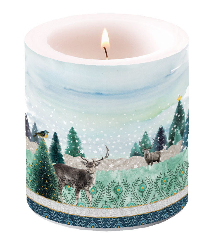 Candle SMALL - Deer Winterscene