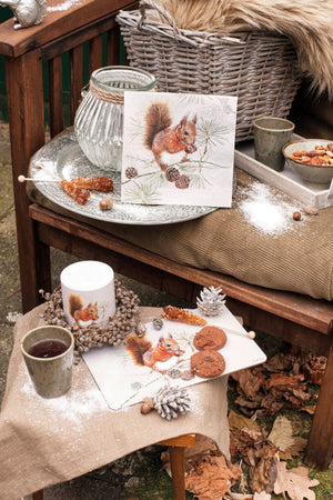 
                
                    Load image into Gallery viewer, Cocktail Napkin - Squirrel in Winter
                
            