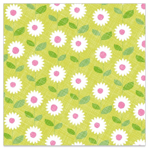 Lunch Napkin - Patterned Flowers GREEN