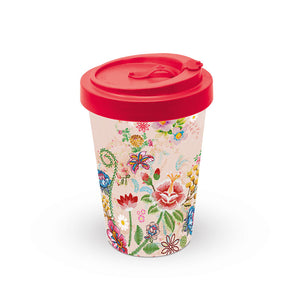 MUG (Bamboo Travel Mug) - Embroidery Flowers ROSE (400 mL)