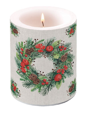 Candle LARGE - Wreath on Linen