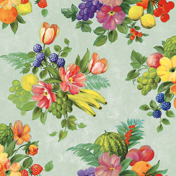 Lunch Napkin - Flowers And Fruits GREEN