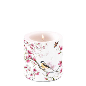 Candle SMALL - Bird & Blossom WHITE