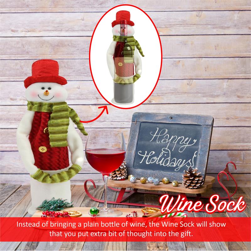 Wine Bottle Covers - Snowman GREEN SCARF