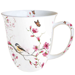 MUG (Fine Bone China) - Bird & Blossom WHITE (400 mL)