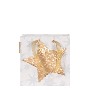 Gift Bag (Sequins) - Star GOLD/SILVER (Small)