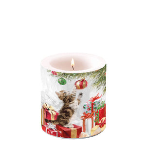 Candle SMALL - Kitten and Baubles