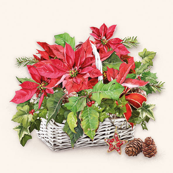 Serviette à déjeuner - Poinsettia dans un panier