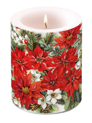 Candle LARGE - Poinsettia All Over