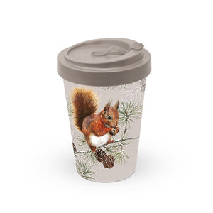 
                
                    Load image into Gallery viewer, MUG (Bamboo Travel Mug) - Squirrel in Winter (400 mL)
                
            