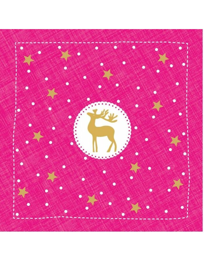 Cocktail Napkin - Reindeer mini PINK