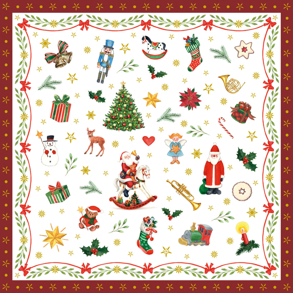 Lunch Napkin - Ornaments All Over RED