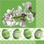 Lunch Napkin - Easter (Cherry Blossom with Eggs Border) GREEN