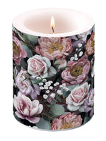 Candle LARGE - Vintage Flowers BLACK