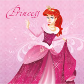 Lunch Napkin - Pink Princess with Red Hair