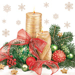 Lunch Napkin - Xmas Gold Candles Centrepiece