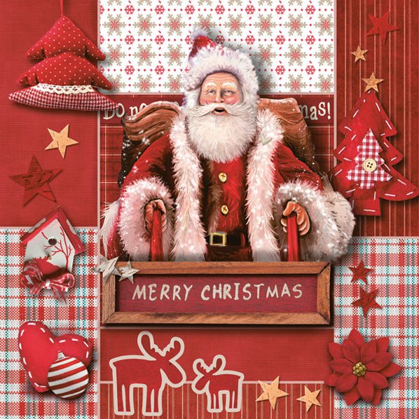 Lunch Napkin - Red Christmas Collage with Santa