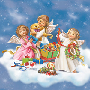 
                
                    Load image into Gallery viewer, Lunch Napkin - Angels with Toys
                
            