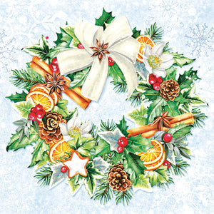 Lunch Napkin - Painted Christmas Wreath