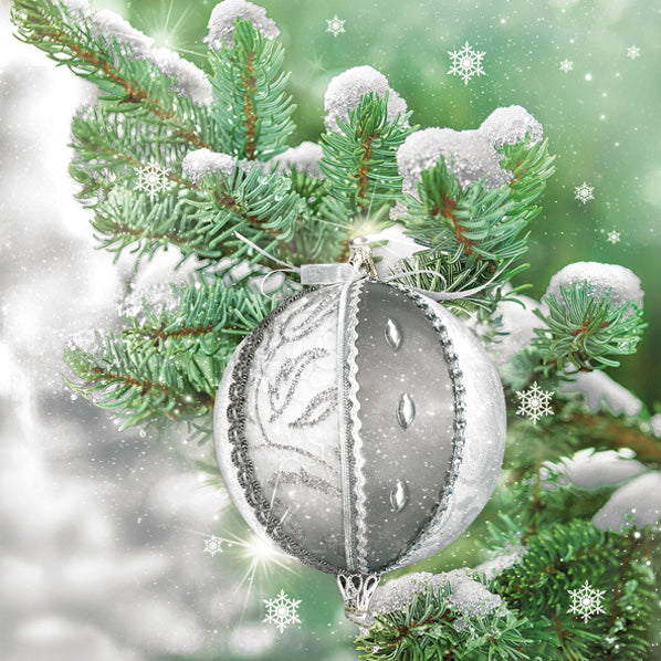 Lunch Napkin - Elegant Bauble on Snowy Twig