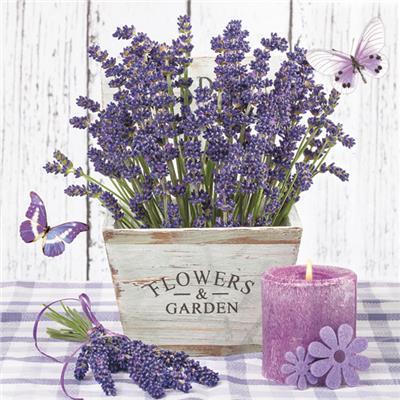 
                
                    Load image into Gallery viewer, Lunch Napkin - Lavender in a Wooden Pot
                
            