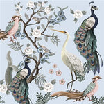 Lunch Napkin - Peacocks and Heron in Garden on Blue