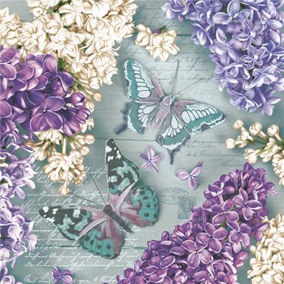 Serviette de table - Collage Lilas avec Papillons
