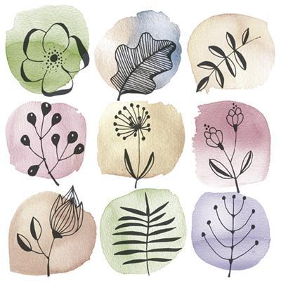 Lunch Napkin - Flora Stamps