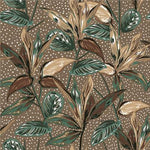 Lunch Napkin - Botanical Plants on Brown Background
