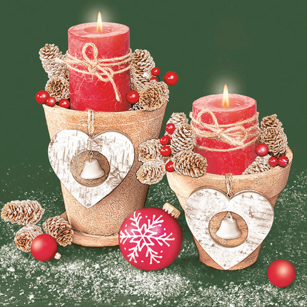 Lunch Napkin - Christmas Pots on Green