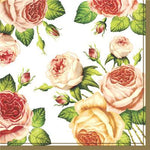 Lunch Napkin - Tea Roses WHITE