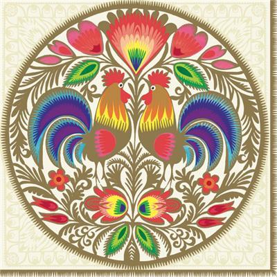 
                
                    Load image into Gallery viewer, Lunch Napkin - Lowicz Round Cutout GOLD
                
            