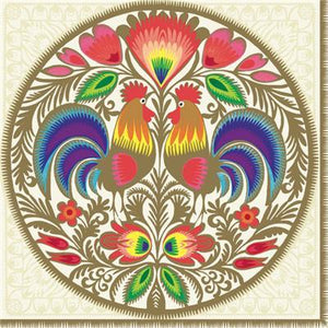 
                
                    Load image into Gallery viewer, Lunch Napkin - Lowicz Round Cutout GOLD
                
            