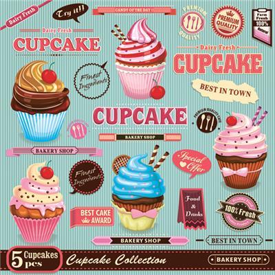 Serviette de déjeuner - Cupcake Vintage Poster