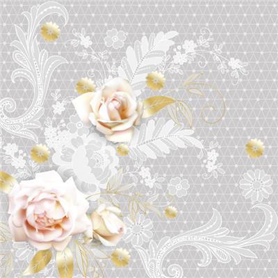 Lunch Napkin - Graphic Grey Lace with Roses