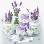 Lunch Napkin - Lace Flower Pots with Lavender