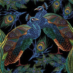 Lunch Napkin - Embroidered Peacocks with Feathers
