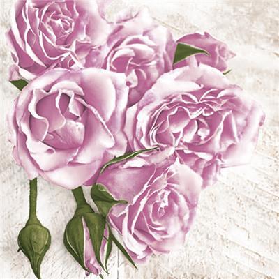 Lunch Napkin - Light Pink Roses with Buds