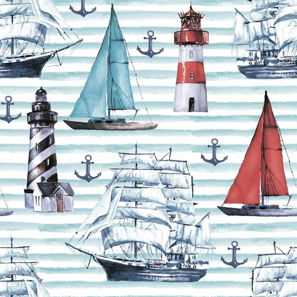 Lunch Napkin - Watercolour Sailing Motifs