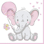 Lunch Napkin - Baby Elephant with Pink Ballon