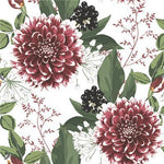 Lunch Napkin - Burgundy Dahlia Flowers