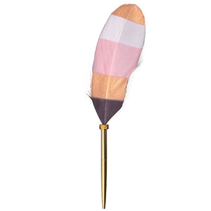 Writing Instrument (FEATHER PEN) - Gold/White/Pink/Black Bloc (Single Feather)