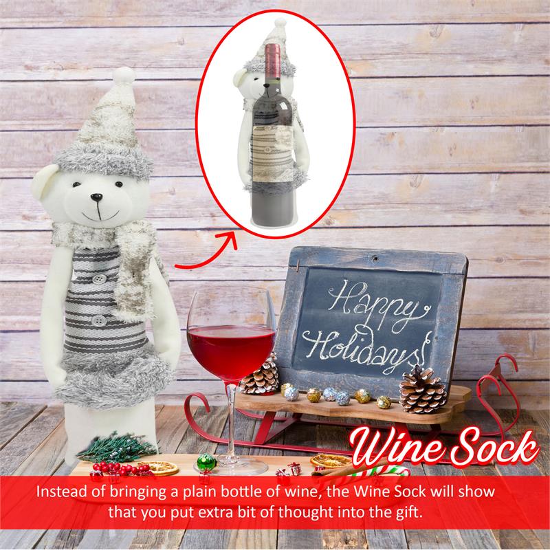 Wine Bottle Covers - Winter Bear WHITE