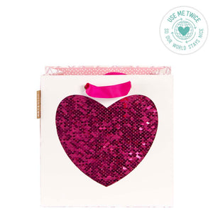 Gift Bag (Sequins) - Heart FUSCHIA (Small)