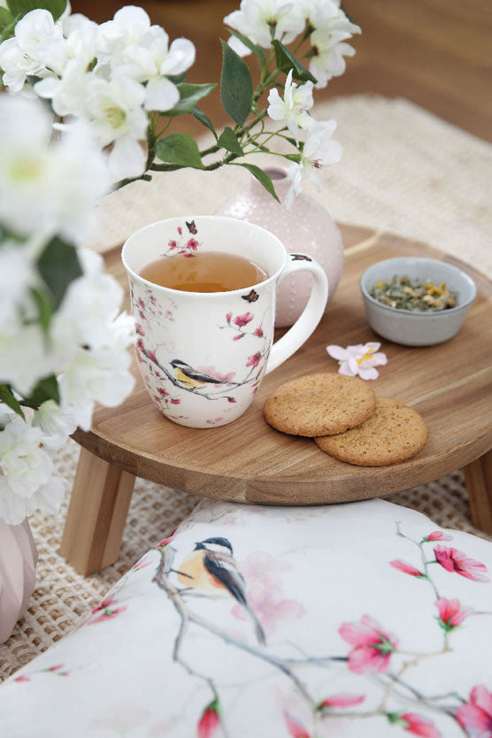 MUG (Fine Bone China) - Bird & Blossom WHITE (400 mL)