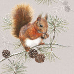 Cocktail Napkin - Squirrel in Winter