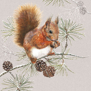 
                
                    Load image into Gallery viewer, Cocktail Napkin - Squirrel in Winter
                
            