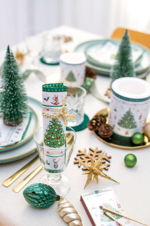 Cocktail Napkin - Christmas Evergreen WHITE