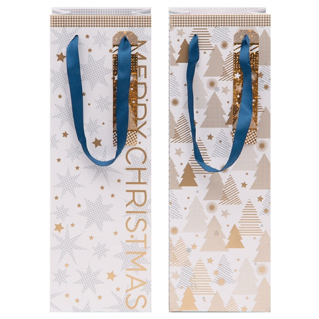 
                
                    Load image into Gallery viewer, Gift Bag (Wine) - Merry Christmas STARS &amp;amp; TREES (2 pc set)
                
            