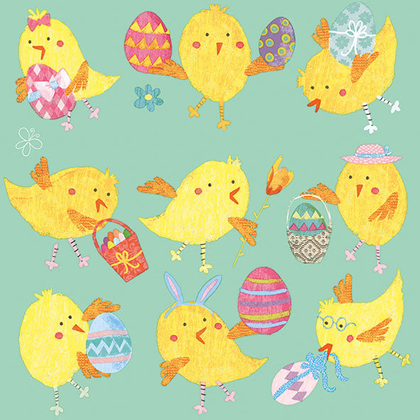 
                
                    Load image into Gallery viewer, Lunch Napkin - Easter Chicks MINT
                
            